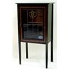 Image 1 : AN EDWARDIAN ART NOUVEAU MAHOGANY AND SATIN BANDED CABINET with leaded glass door featuring coloured