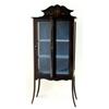 AN EDWARDIAN MAHOGANY STAINED DISPLAY CABINET with shallow shaped raised back, the top over a plain.