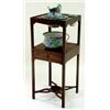 A MAHOGANY SQUARE WASH STAND the top with undertier fitted a small drawer, on four champhered legs u