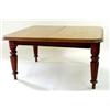 A VICTORIAN HONEY COLOURED MAHOGANY WIND OUT DINING TABLE the top with moulded edge over a plain fri