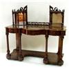 A FINE VICTORIAN BURR WALNUT DRESSING TABLE the swing mirror on pierced and scroll carved support, f