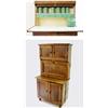 A "QUICKSEY" KITCHEN CABINET the top with panelled cupboard doors over a long panelled fall door wit