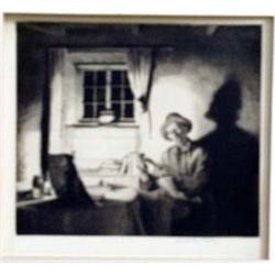 AFTER MIDDLETON TODD, 19TH/20TH CENTURY, A FINE ETCHING "Tuning the violin by oil lamp", signed in p
