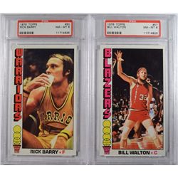 1976 TOPPS #50 RICK BARRY & #57 BILL WALTON PSA NM-MT 8