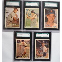 5-1957 TOPPS BASEBALL CARDS ALL SGC 84 NM