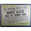 Image 2 : 1961 TOPPS #406 MANTLE BLASTS 565 HOME RUN  EX
