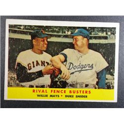 1958 TOPPS #436 MAYS/SNIDER FENCE BUSTERS EXCELLENT