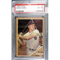 1962 TOPPS #1 ROGER MARIS PSA 6 EM