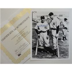 8 X 10 PHIL RIZZUTO AUTOGRAPHED PHOTO PICTURED WITH DiMAGGIO