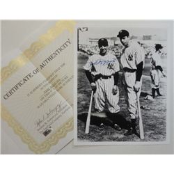 8 X 10 PHIL RIZZUTO AUTOGRAPHED PHOTO PICTURED WITH DiMAGGIO