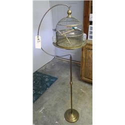 Hendryx Brass Bird Cage with original glass feeder