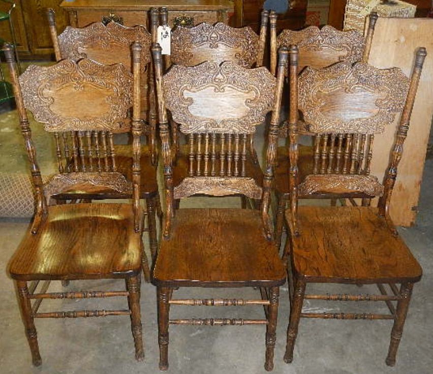 Oak Press Back Chairs 6