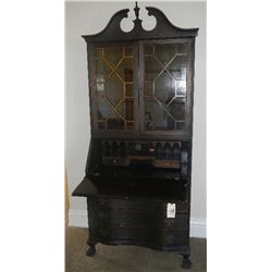 Antique Secretary Mahogany Curved Drawers