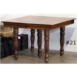 Quarter Sawn Oak Antique Table with Wood Casters
