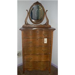 Highboy Antique Oak Dresser 5 Drawer