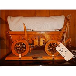 Wood Covered Wagon Motel with Light