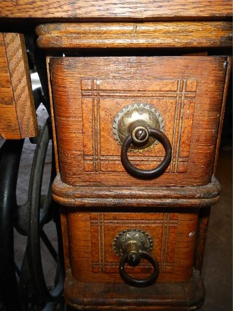 Antique White Sewing Machine and