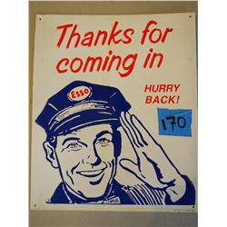 Esso Gas "Thanks for coming in" Sign