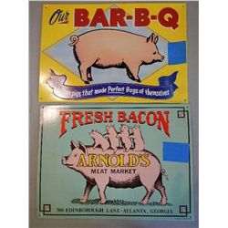 Bar-B-Q and Arnold's Meat Signs