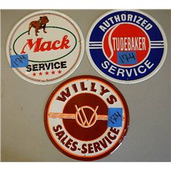 Mack, Studebaker, and Willys Serive Signs