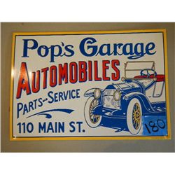 Pop's Garage Automobiles Sign