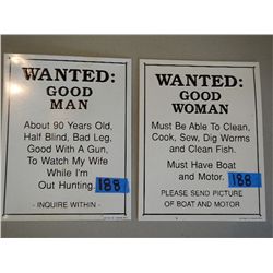 Wanted Good Man and Woman Signs