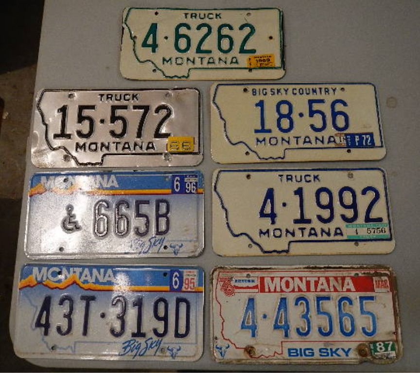 7 Montana License Plates from 19661996