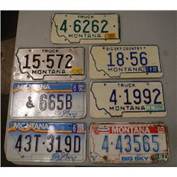 7 Montana License Plates from 1966-1996