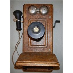 Kellogg Crank Telephone with Oak Cabinet