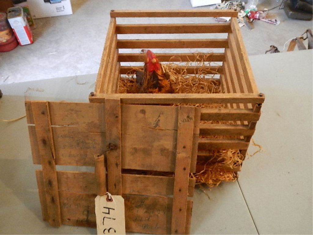Antique Wood Chicken Crate with Top
