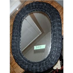 Black Wicker Framed Mirror