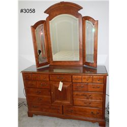 11 Drawer Wood Dresser with Vanity Mirror
