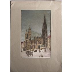 2  Colored Etchings Printed On Silk