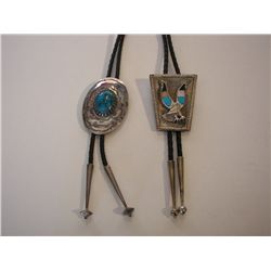 Set Of Bolos, Silver And Turquoise