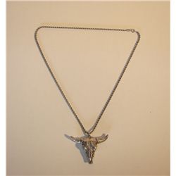 Bull Skull Silver Necklace,