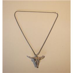 Bull Skull Silver Necklace,