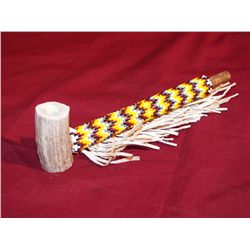 Beaded Pipe, Antler, Beads, Leather