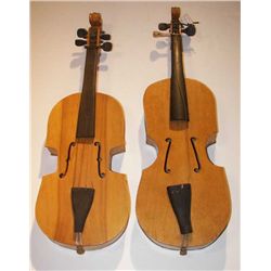 Pair Of Folk Art Fiddles,  By Herman Linnenburg