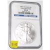 Image 1 : 2007-W SILVER EAGLE RED BOOK VALUE IS $125.00 *RARE CERTIFIED BY NGC EARLY RELEASE MS-69*!!