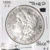 Image 1 : 1890-CC CARSON CITY MORGAN SILVER DOLLAR RED BOOK VALUE IS $600.00 *RARE MS-60+ GRADE TONED*!!