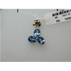 14.25 CTW BLUE TOPAZ PENDANT .925 STERLING SILVER