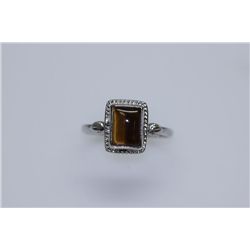 11.65 CTW TIGER EYE RING .925 STERLING SILVER