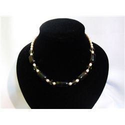 9-EYE STONE AND PEARL NECKLACE; 18 INCH; PHILIPPINE PEA