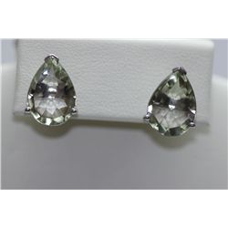 27.35 CTW GREEN AMETHYST EARINGS .925 STERLING SILVER