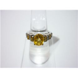 NATURAL 14.75 CTW CITRINE RING .925 STERLING SILVER