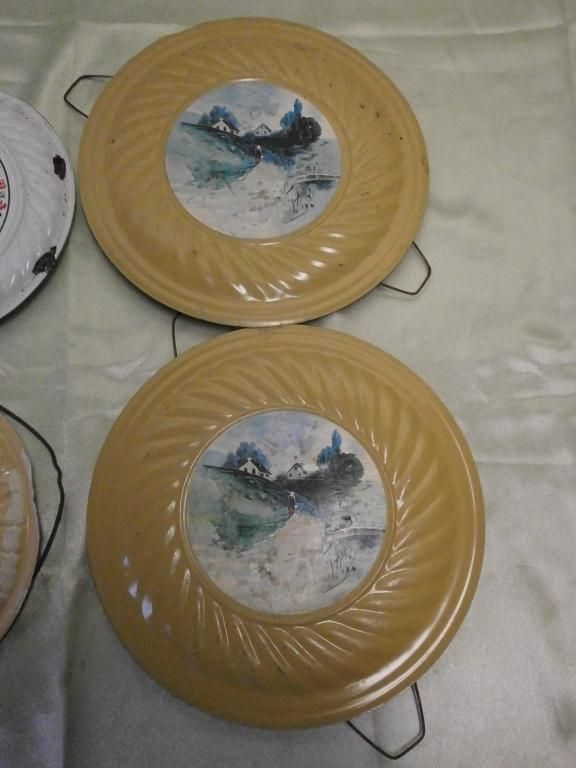 4 Vintage Tin Stove Pipe Stoppers Or Covers