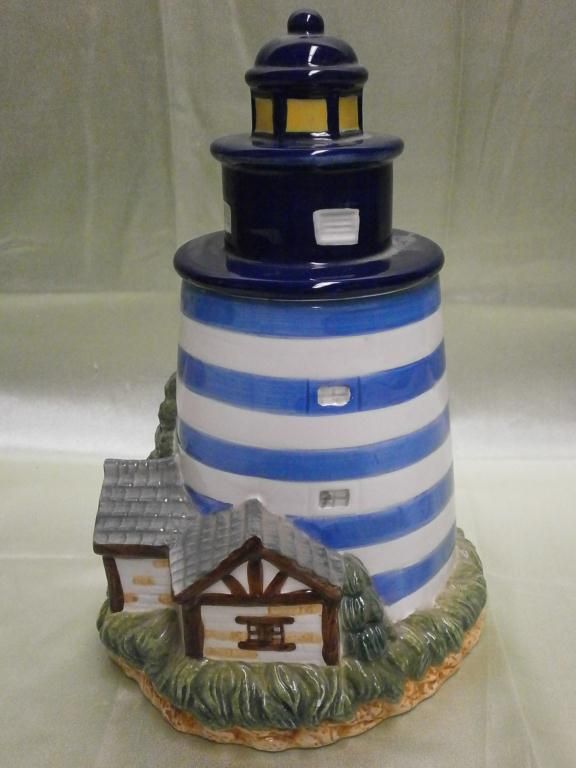 Handpainted Ceramic Lighthouse Cookie Jar