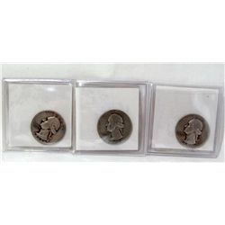 1946-S,1944-S and 1950-S Silver Wash. Quarters