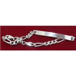 Women's Ladies Thin Silver Figaro Link ID Bracelet
