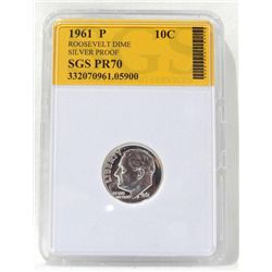 1961-P Roosevelt Dime Silver Proof SGS PR70